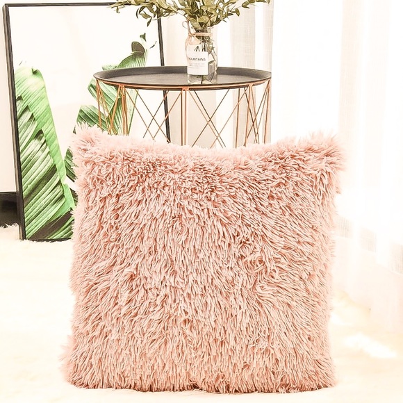 Fuzzy Rose Pink Pillow Cover - Picture 2 of 5